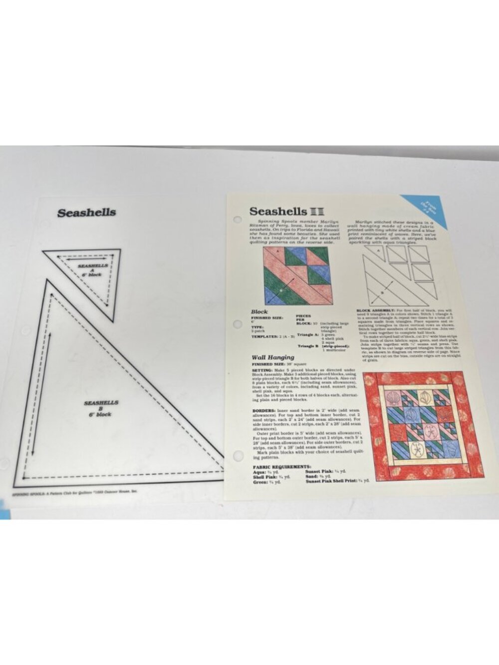Spinning Spools Lot of 6 Quilt Patterns With Mylar Templates “From the Sea” - Picture 5 of 7